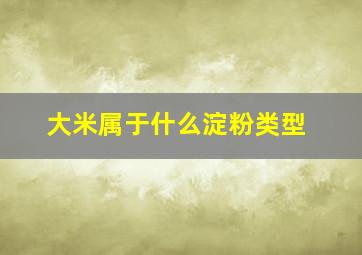 大米属于什么淀粉类型