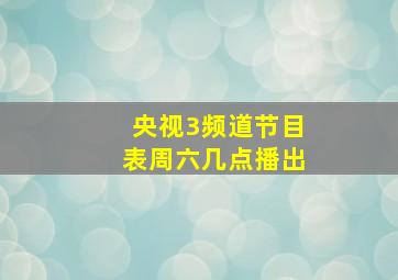 央视3频道节目表周六几点播出