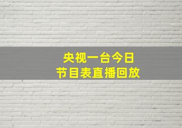 央视一台今日节目表直播回放