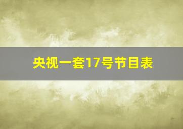 央视一套17号节目表