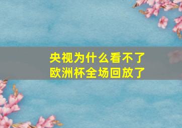 央视为什么看不了欧洲杯全场回放了