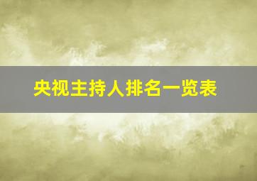 央视主持人排名一览表