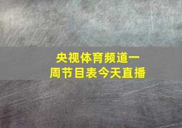 央视体育频道一周节目表今天直播