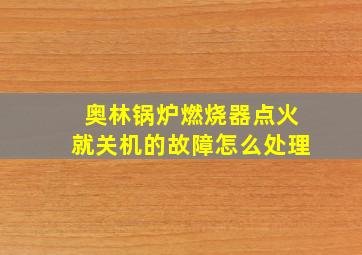 奥林锅炉燃烧器点火就关机的故障怎么处理