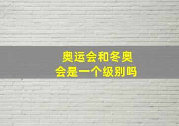 奥运会和冬奥会是一个级别吗