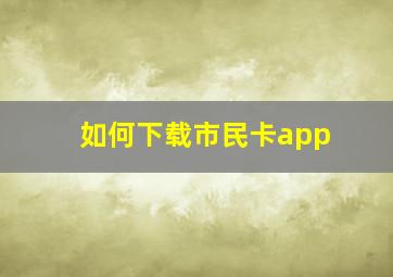 如何下载市民卡app