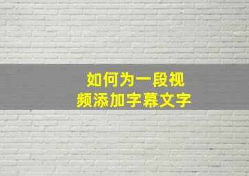 如何为一段视频添加字幕文字