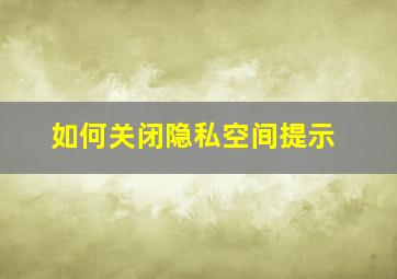 如何关闭隐私空间提示