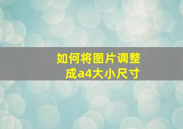 如何将图片调整成a4大小尺寸