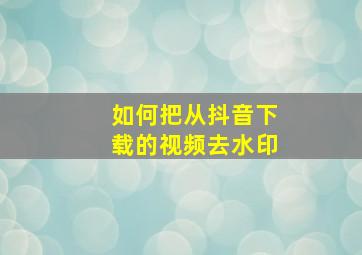 如何把从抖音下载的视频去水印