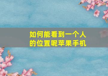 如何能看到一个人的位置呢苹果手机