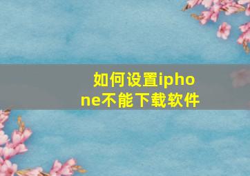 如何设置iphone不能下载软件