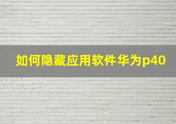 如何隐藏应用软件华为p40