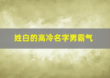 姓白的高冷名字男霸气