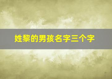 姓黎的男孩名字三个字