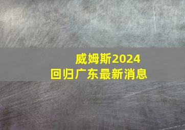 威姆斯2024回归广东最新消息