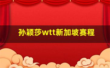 孙颖莎wtt新加坡赛程