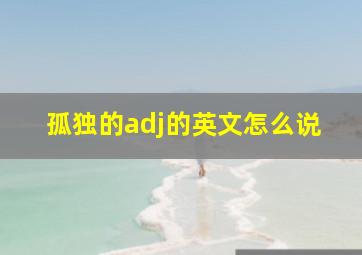 孤独的adj的英文怎么说