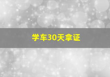 学车30天拿证