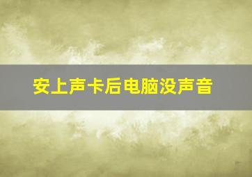 安上声卡后电脑没声音