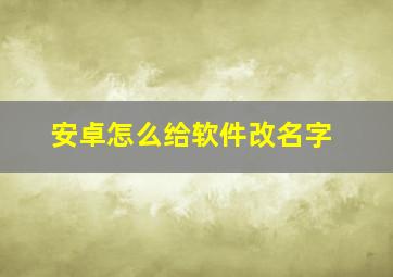 安卓怎么给软件改名字