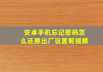 安卓手机忘记密码怎么还原出厂设置呢视频