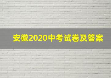 安徽2020中考试卷及答案