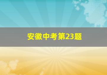 安徽中考第23题