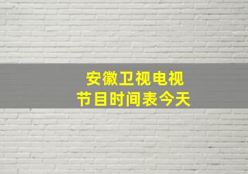 安徽卫视电视节目时间表今天