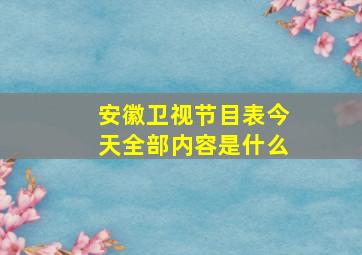 安徽卫视节目表今天全部内容是什么