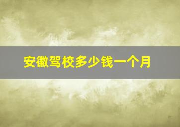 安徽驾校多少钱一个月