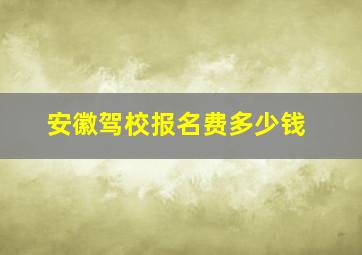 安徽驾校报名费多少钱