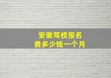 安徽驾校报名费多少钱一个月