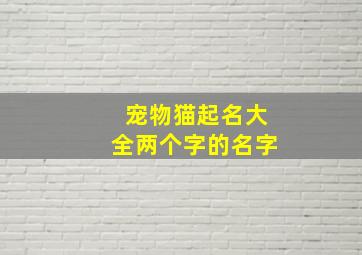 宠物猫起名大全两个字的名字