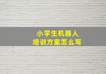 小学生机器人培训方案怎么写