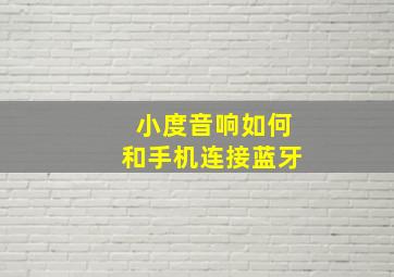 小度音响如何和手机连接蓝牙