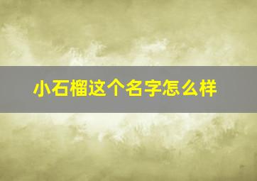 小石榴这个名字怎么样