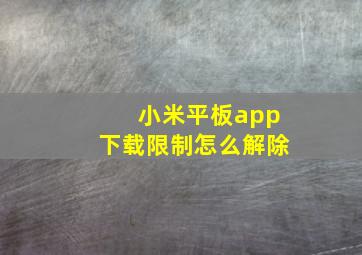 小米平板app下载限制怎么解除