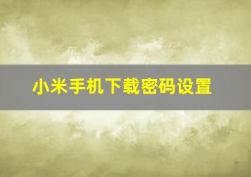 小米手机下载密码设置