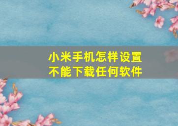 小米手机怎样设置不能下载任何软件