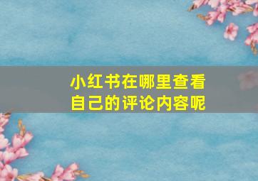 小红书在哪里查看自己的评论内容呢