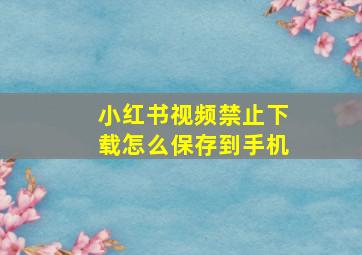 小红书视频禁止下载怎么保存到手机