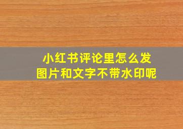 小红书评论里怎么发图片和文字不带水印呢