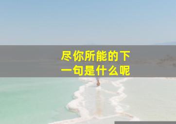 尽你所能的下一句是什么呢