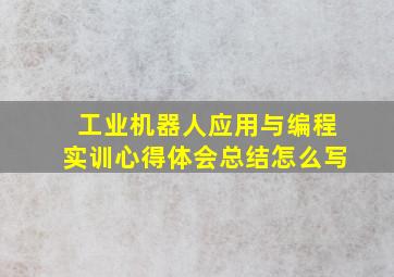 工业机器人应用与编程实训心得体会总结怎么写