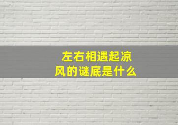 左右相遇起凉风的谜底是什么