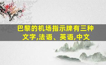 巴黎的机场指示牌有三种文字,法语、英语,中文