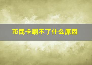 市民卡刷不了什么原因