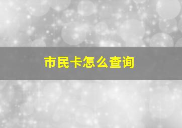 市民卡怎么查询