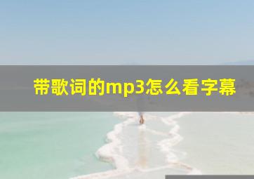 带歌词的mp3怎么看字幕